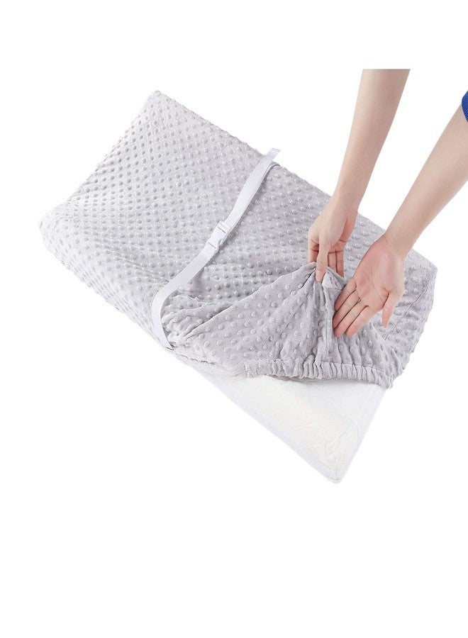 QUENESS Baby Changing Pad Cover, Super Soft Plush Dot Diaper Changing Table Covers for Baby Girls and Boys, Ultra Comfortable, Safe for Babies, Fit 32"/34'' x 16" Pad (Gray) - Image 3